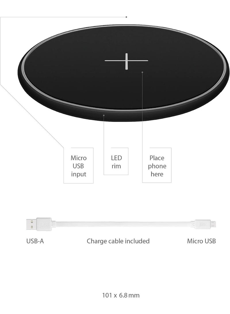 جوس لوحة شحن لاسلكية JUICE متوافقة مع معيار QI بقدرة 10 واط، للشحن السريع لهواتف Apple iPhone وSamsung وHuawei، باللون الأسود. - Image 4